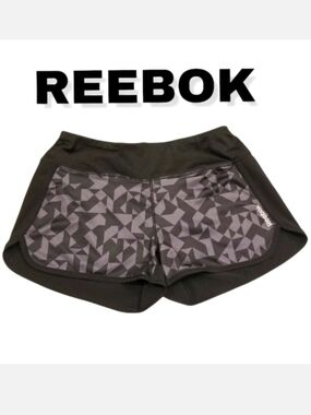 Reebok 3" Performance Running Short in Black & Gray Geo Print Sz XS